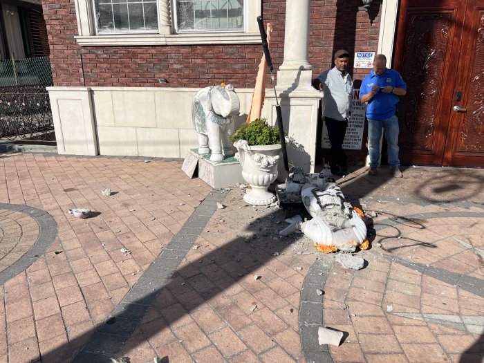 Gandhi’s Statue Smashed to Smitherines at NY Guyanese Mandir