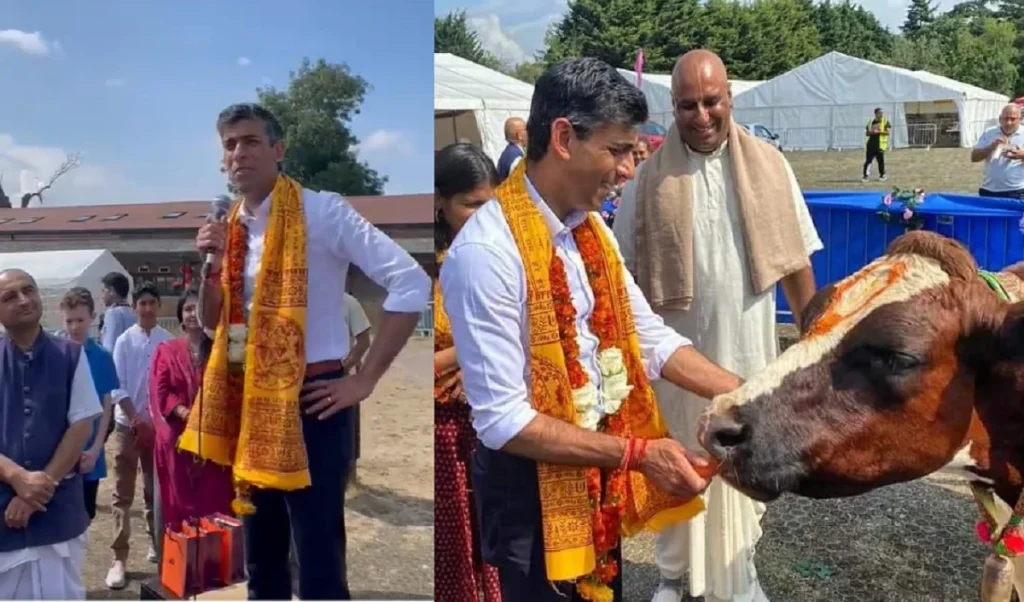 UK PM Rishi Sunak worships the cow