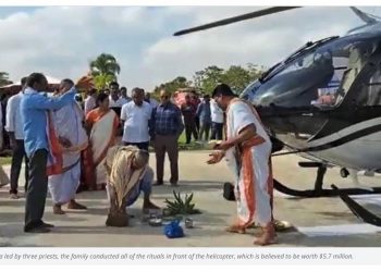 Telangana Businessman Takes Newly-Bought Helicopter for Vahan Puja