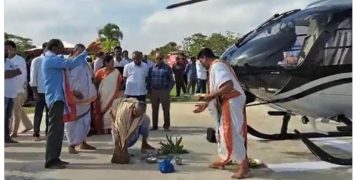 Telangana Businessman Takes Newly-Bought Helicopter for Vahan Puja