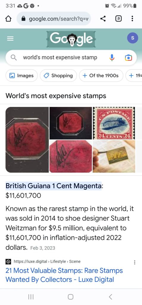 Guyana has the most expensive old postage stamp
