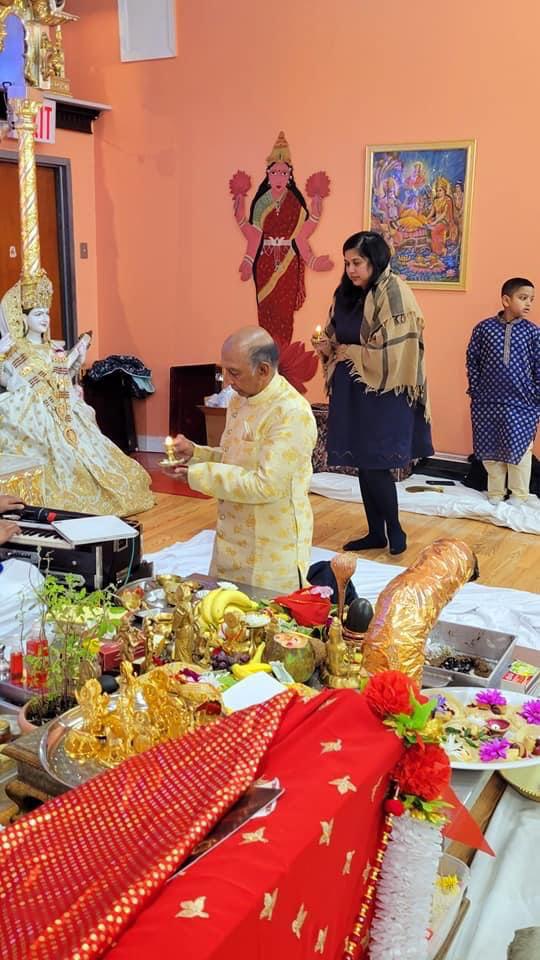 Vishnu Mahadeo in Puja at Lakshmi Narayan Mandir in Richmond Hill, NY