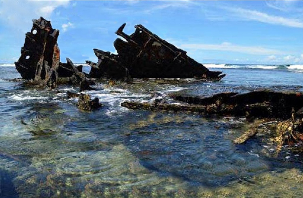 The wreck of the boat 'Syria' at the Nasilai reef in Tailevu.