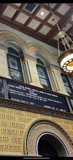 The approval as it was displayed in the NY State Assembly.