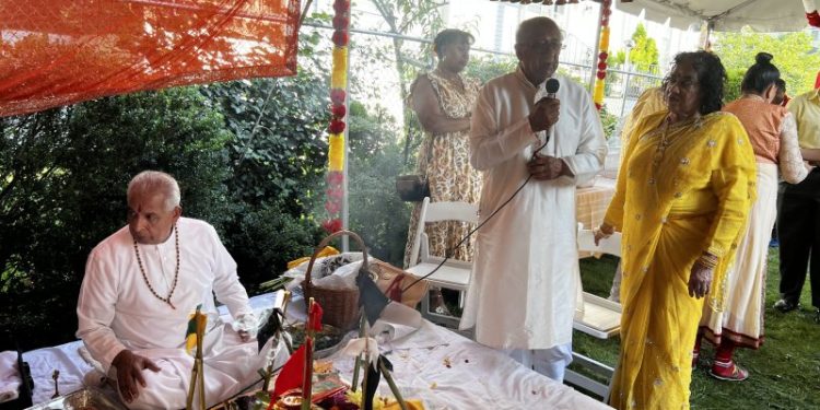 Deo and Tara Gosine perform puja at NY home