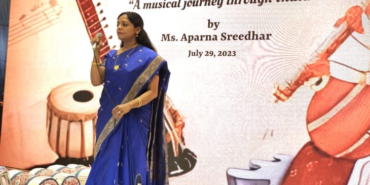Aparna Sreedhar performing at the Indian Consulate on July 2, 2023