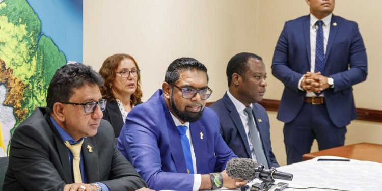 AG Nandlall on left of President Ali