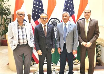 Mridul Pathak, Amb. Binaya Pradhan, Ashook Ramsaran & Dep Consul Dr Varun Jeph