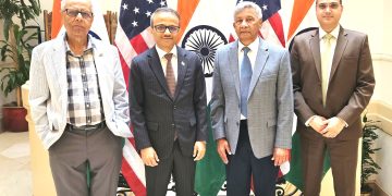 Mridul Pathak, Amb. Binaya Pradhan, Ashook Ramsaran & Dep Consul Dr Varun Jeph