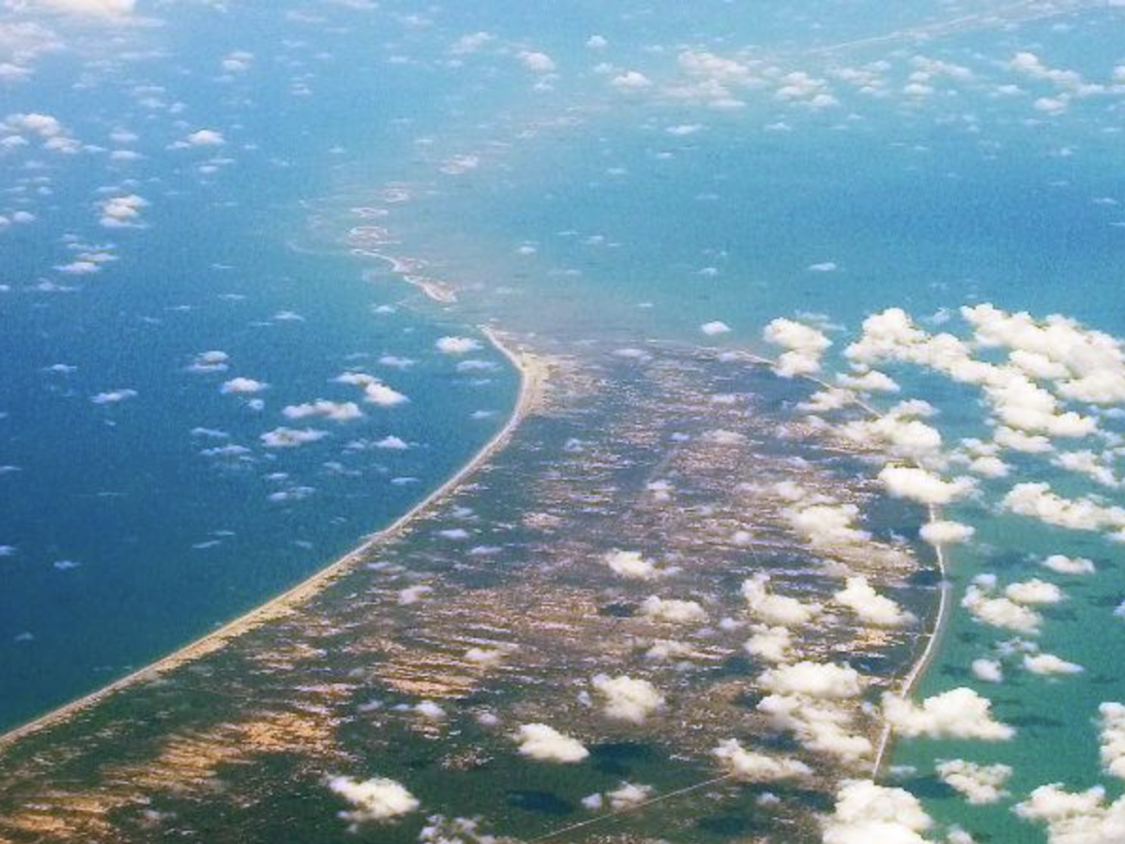 An aerial view of Ram Setu from above Photo Source: Pinterest.